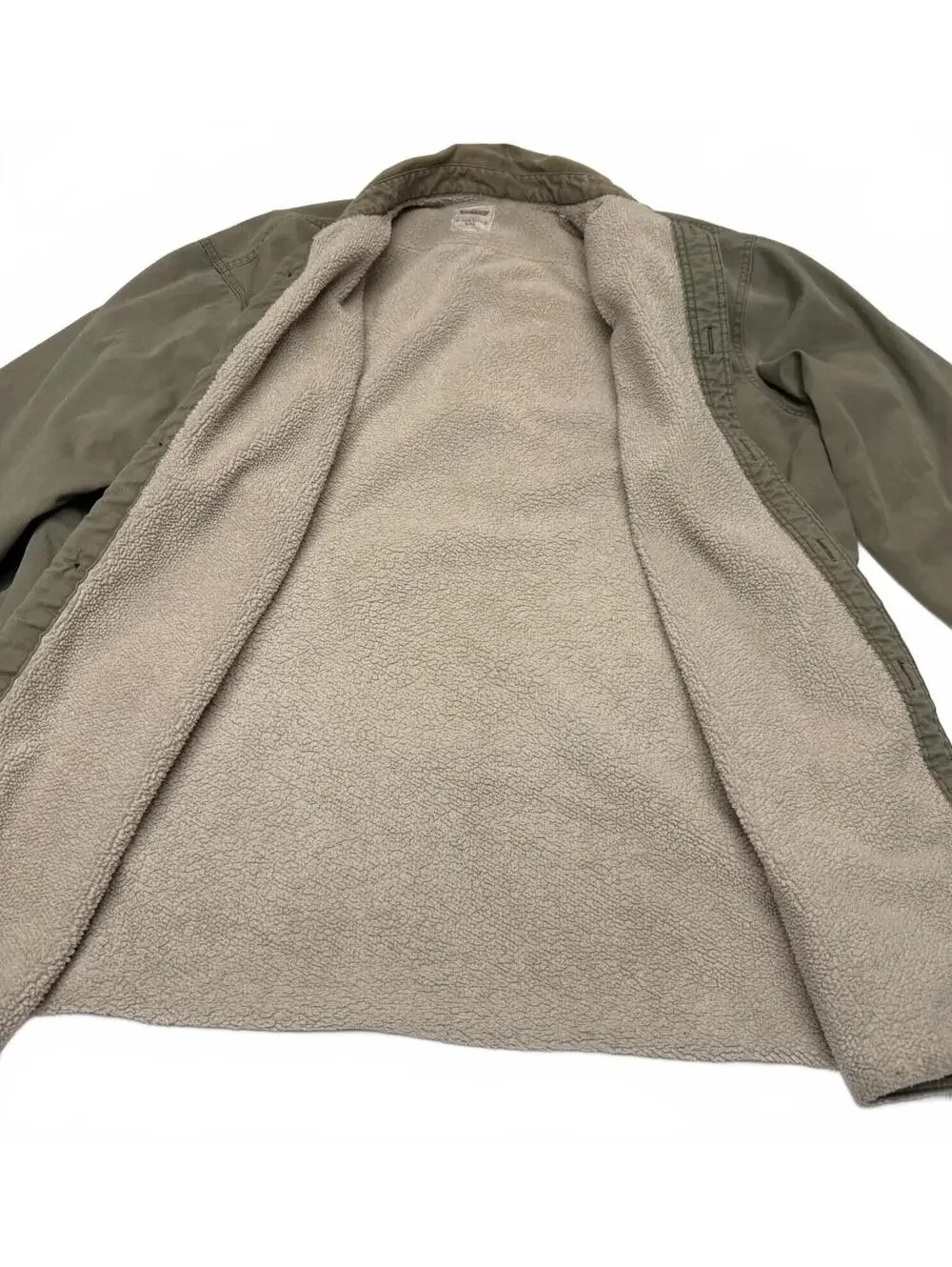Vintage Levi Green  Work Jacket XXL Distressed Fleece Lining W/ Pockets